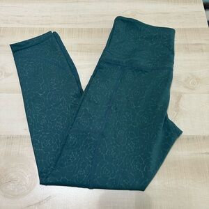 Zyia Active Size 6-8 Light N Tight Pocket 7/8 Floral Dark Teal High Rise